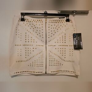 Boom Boom Jeans White Skirt with Gold Studs And Zipper